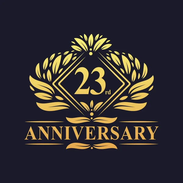 Logo Anniversario Anni Logo Lusso Floreale Dorato Anni — Vettoriale Stock