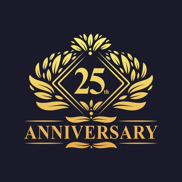 Logo Anniversaire Ans Logo 25E Anniversaire Fleuri Luxe — Image vectorielle