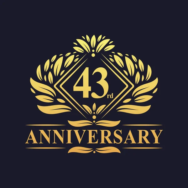 Årsdagen Logotyp Lyx Blommig Gyllene 43Rd Jubileum Logotyp — Stock vektor