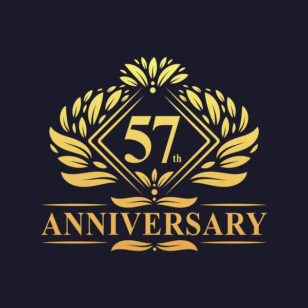 Ans Logo Anniversaire Luxe Floral 57E Anniversaire Logo — Image vectorielle