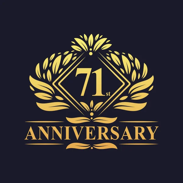 Летний Юбилей Логотип Роскошный Цветочный Золотой Логотип Летия — стоковый вектор