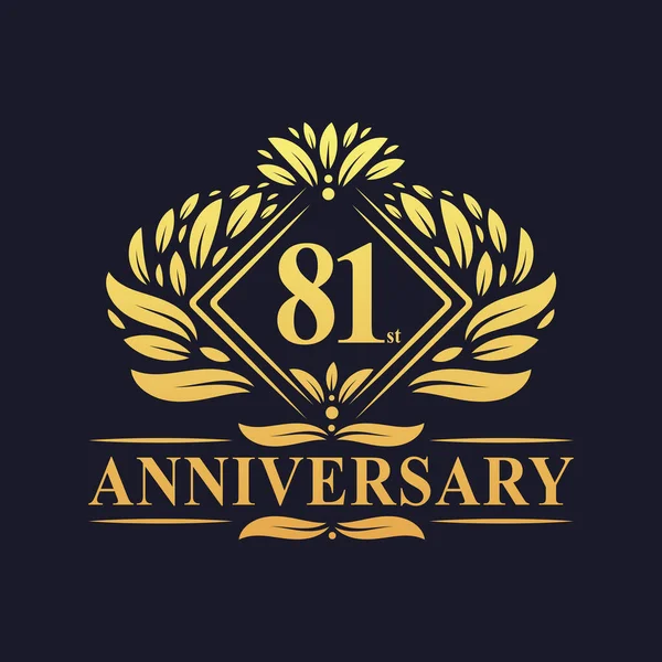 Anos Logotipo Aniversário Luxo Floral Dourado 81St Aniversário Logotipo —  Vetores de Stock