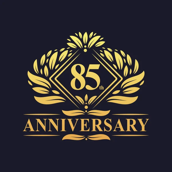 Logo Anniversario Anni Logo Floreale Oro Anni Lusso — Vettoriale Stock