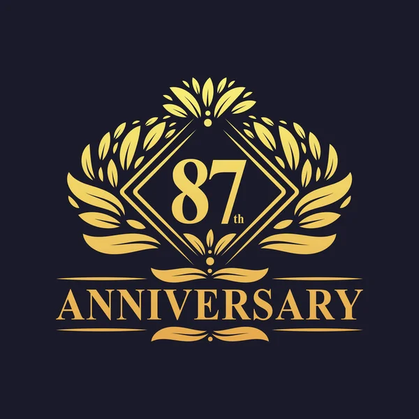 Años Aniversario Logo Logotipo Lujo Floral Dorado Aniversario — Vector de stock