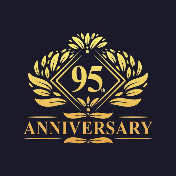 Logotipo Aniversário Anos Logotipo Aniversário Anos Luxo Floral Dourado —  Vetores de Stock