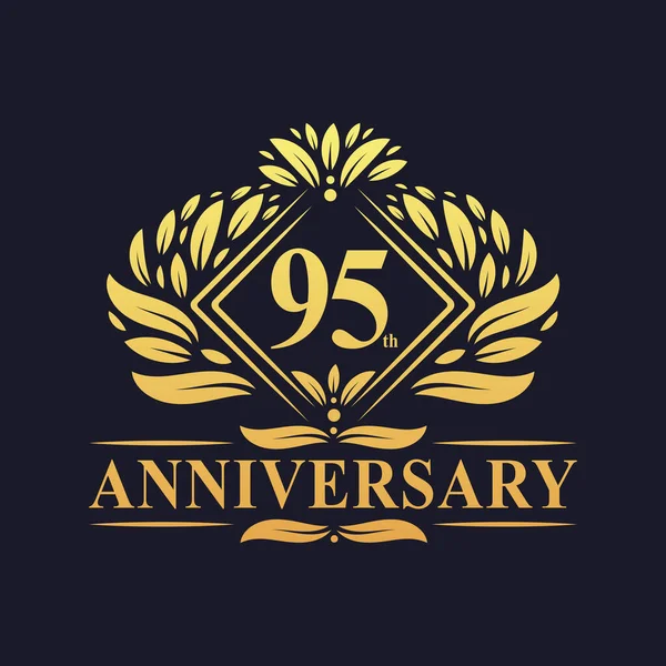 Logotipo Años Aniversario Logotipo Lujo Floral Dorado Aniversario — Vector de stock