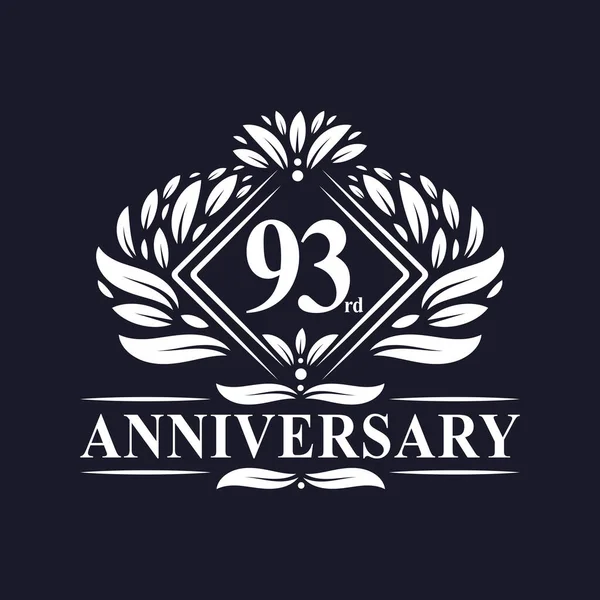 Anos Anniversary Logo Luxo Floral 93Rd Aniversário Logotipo —  Vetores de Stock