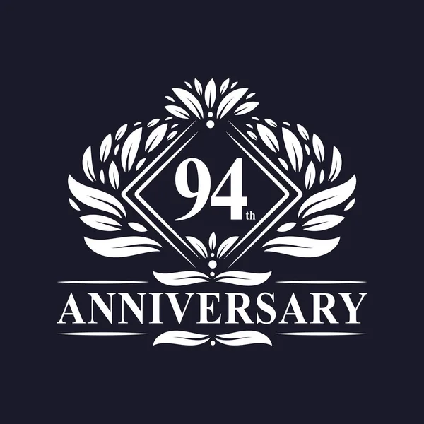 Años Aniversario Logo Logotipo Lujo Floral 94º Aniversario — Vector de stock