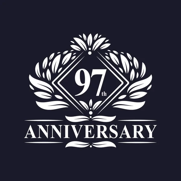 Anos Anniversary Logo Luxo Floral 97Th Aniversário Logotipo —  Vetores de Stock