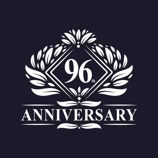 Anos Logotipo Aniversário Luxuoso Floral 96Th Aniversário Logotipo —  Vetores de Stock