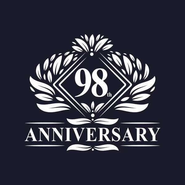 Jaar Jubileum Logo Luxe Bloemen 98Ste Verjaardag Logo — Stockvector