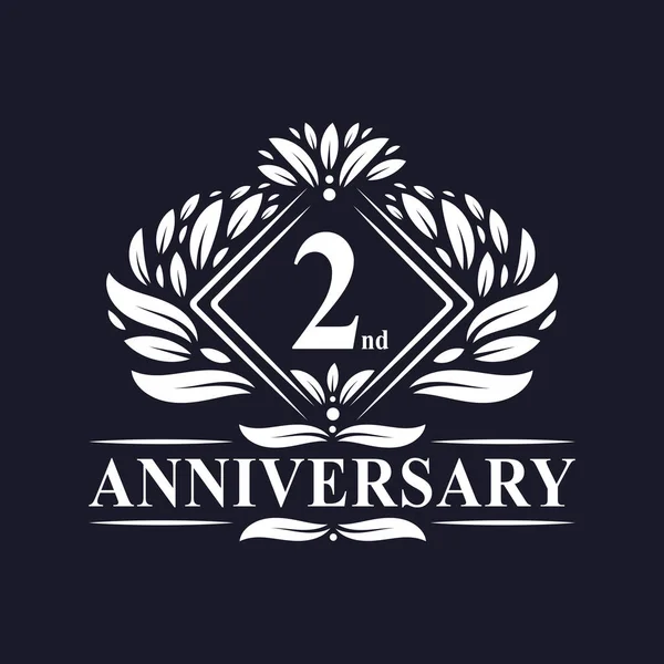 Years Anniversary Logo Luxury Floral 2Nd Anniversary Logo — Stock Vector