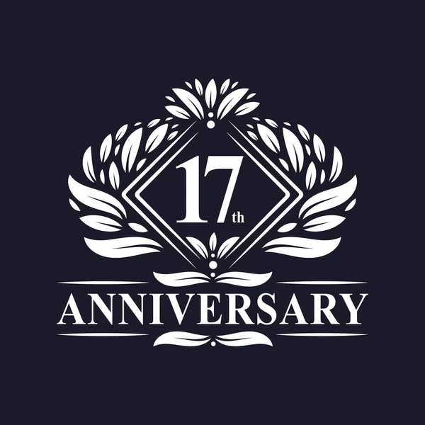 Years Anniversary Logo Luxury Floral 17Th Anniversary Logo — Stock Vector