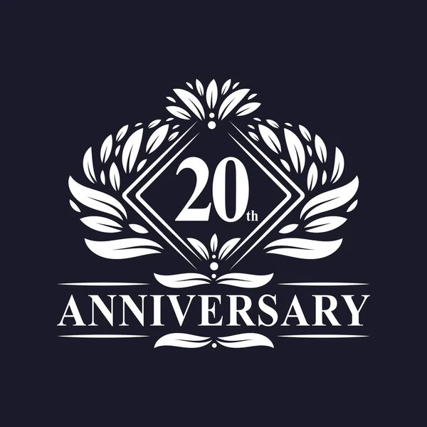 Logo Anniversaire Ans Logo Luxe Floral 20E Anniversaire — Image vectorielle