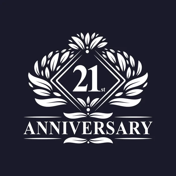Years Anniversary Logo Luxury Floral 21St Anniversary Logo — Stock Vector