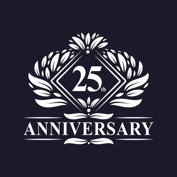 Logo Anniversaire Ans Logo 25E Anniversaire Floral Luxe — Image vectorielle