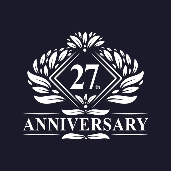 Χρόνια Λογότυπο Επετείου Luxury Floral Λογότυπο 27Ης Επετείου — Διανυσματικό Αρχείο