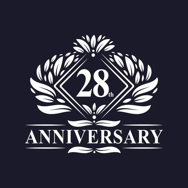 Logo Anniversaire Ans Logo Fleuri Luxe 28E Anniversaire — Image vectorielle