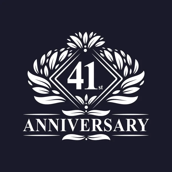 Years Anniversary Logo Luxury Floral 41St Anniversary Logo — Stock Vector