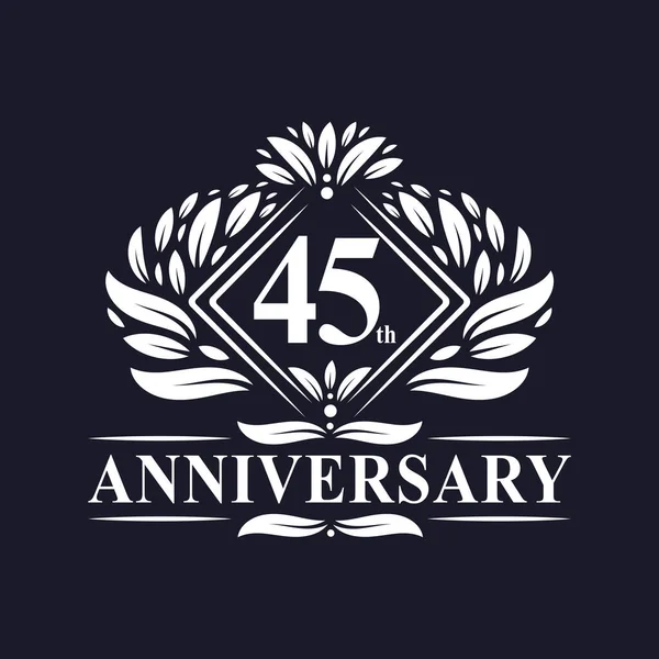 Years Anniversary Logo Luxury Floral 45Th Anniversary Logo — Stock Vector