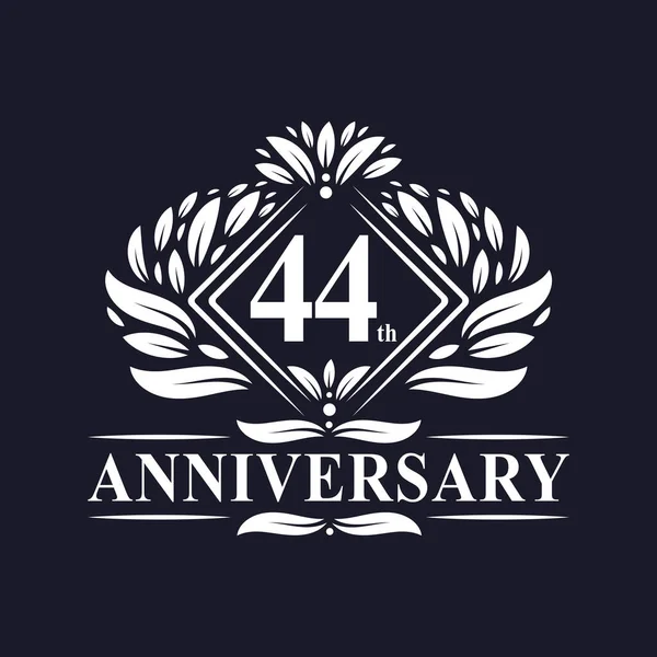 Logo Años Aniversario Logotipo Lujo Floral 44º Aniversario — Vector de stock