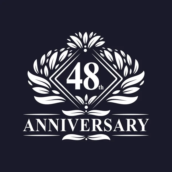 Logotipo Del Aniversario Años Logotipo Floral Lujo Del 48º Aniversario — Archivo Imágenes Vectoriales