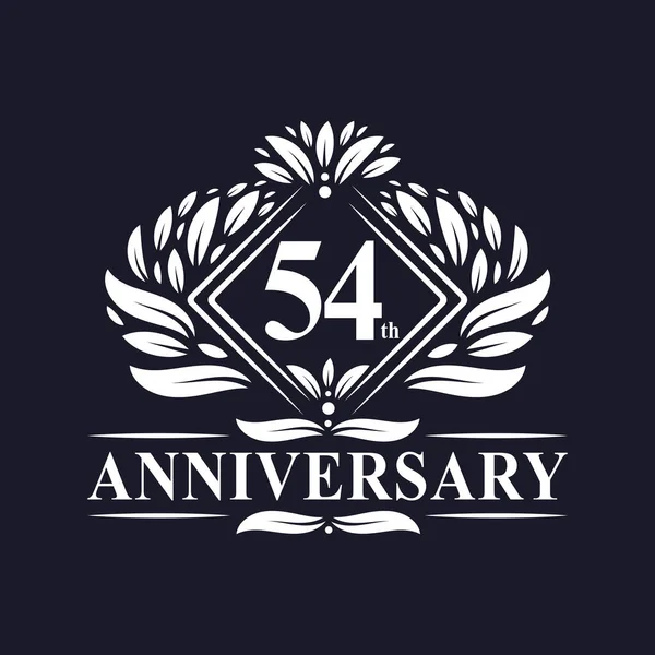 Χρόνια Λογότυπο Επετείου Luxury Floral 54Th Anniversary Logo — Διανυσματικό Αρχείο