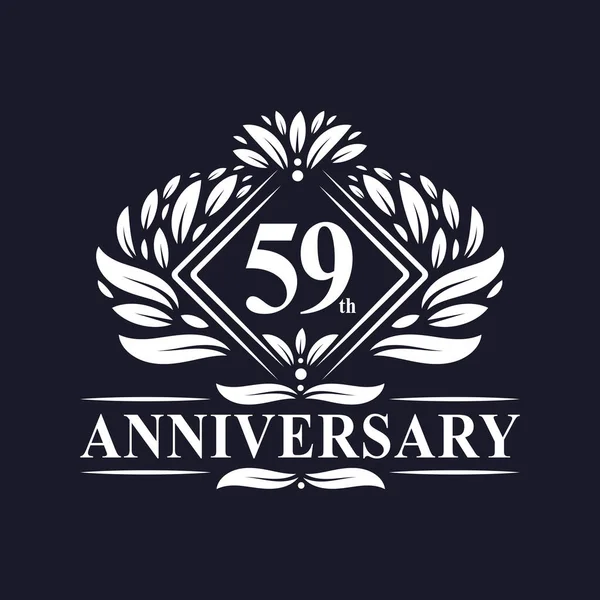 Jaar Jubileum Logo Luxe Bloemen 59Ste Verjaardag Logo — Stockvector