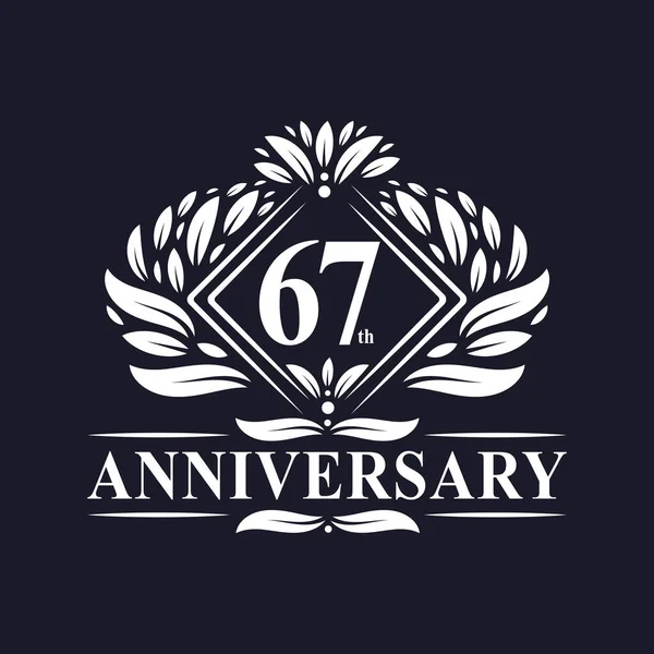 Χρόνια Λογότυπο Επετείου Luxury Floral 67Th Anniversary Logo — Διανυσματικό Αρχείο