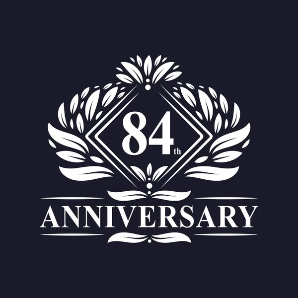 Let Výročí Logo Luxusní Květinové 84Th Výročí Logo — Stockový vektor