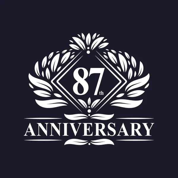 Årsdagen Logotyp Lyx Blommig 87Th Jubileum Logotyp — Stock vektor