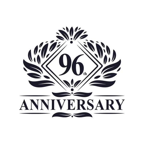 Años Aniversario Logo Logotipo Lujo Floral 96º Aniversario — Vector de stock