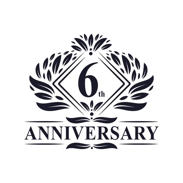 Years Anniversary Logo Luxury Floral 6Th Anniversary Logo — Stock Vector