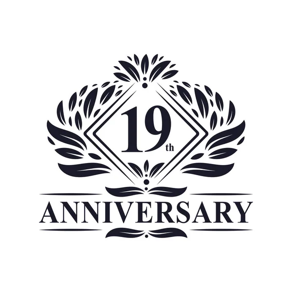 Years Anniversary Logo Luxury Floral 19Th Anniversary Logo — Stock Vector