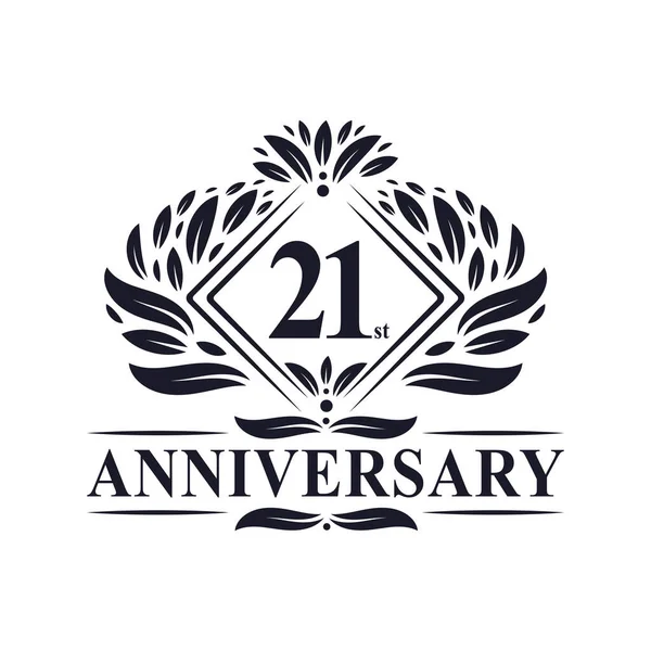 Jaar Jubileum Logo Luxe Bloemen 21Ste Verjaardag Logo — Stockvector
