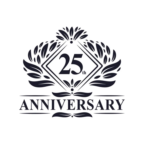 Logo Anniversaire Ans Logo 25E Anniversaire Floral Luxe — Image vectorielle