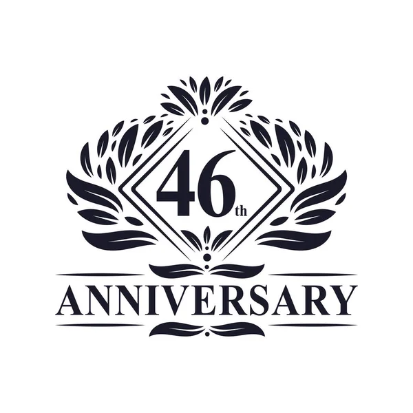 Years Anniversary Logo Luxury Floral 46Th Anniversary Logo — Stock Vector