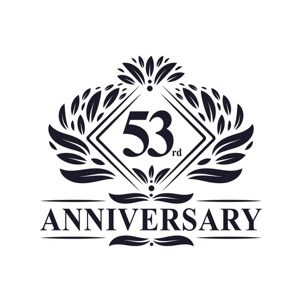 Anos Logotipo Aniversário Logotipo Luxuoso Floral 53Rd Aniversário — Vetor de Stock