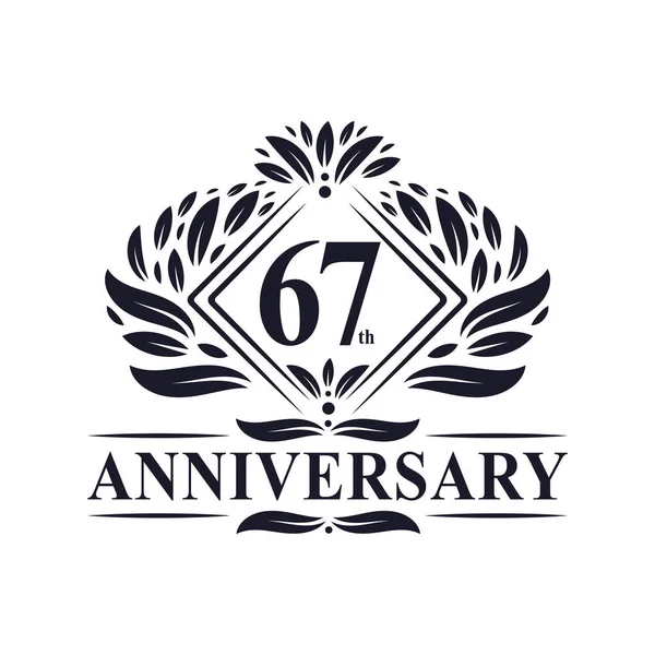 Årsdagen Logotyp Lyx Blommor 67Th Jubileum Logotyp — Stock vektor