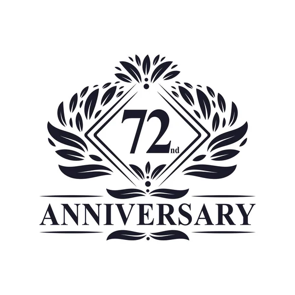 Logotipo Del Aniversario Años Logotipo Floral Lujo Del 72º Aniversario — Archivo Imágenes Vectoriales