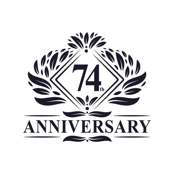 Ans Logo Anniversaire Luxe Floral 74E Anniversaire Logo — Image vectorielle