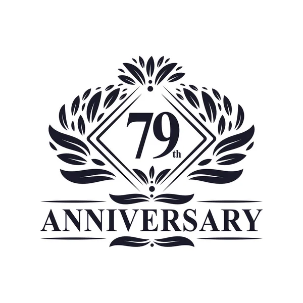 Anni Anniversario Logo Logo Lusso Floreale 79Esimo Anniversario — Vettoriale Stock
