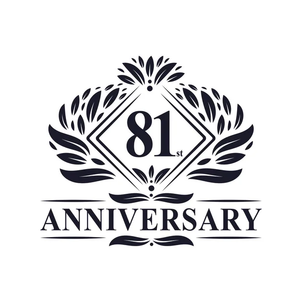 Anos Anniversary Logo Luxo Floral 81St Aniversário Logotipo —  Vetores de Stock