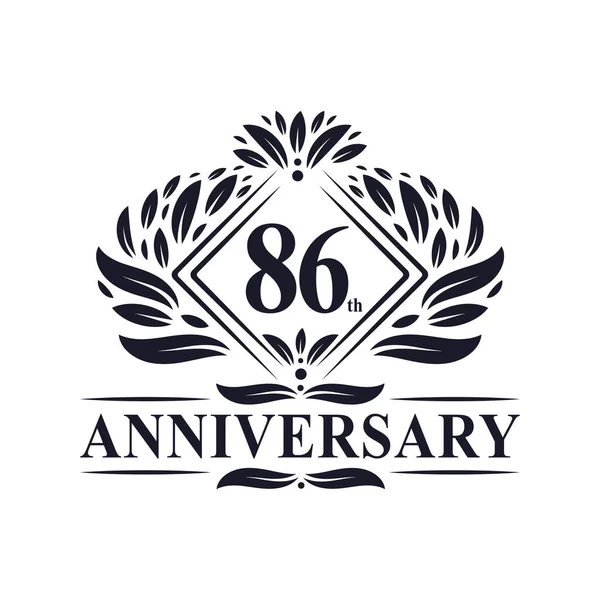 Jaar Jubileum Logo Luxe Bloemen 86Ste Verjaardag Logo — Stockvector