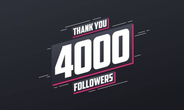 Sosyal ağlar için 4000 takipçi, tebrik kartı şablonu.