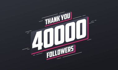 Sosyal ağlar için 40000 takipçi ve tebrik kartı şablonu..
