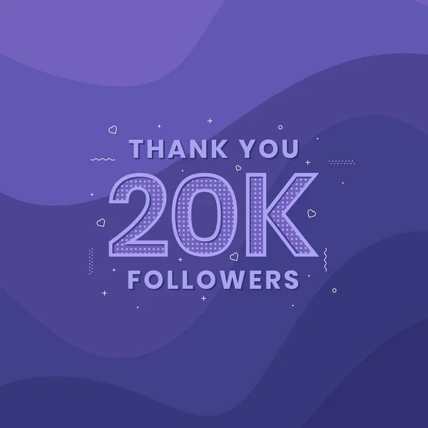 Děkujeme 20K Následovníci Šablona Blahopřání Pro Sociální Sítě — Stockový vektor