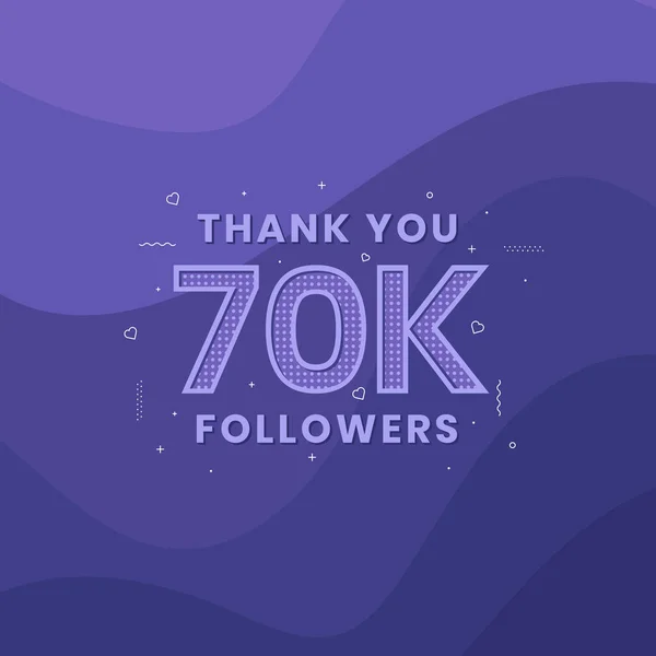 谢谢70K的追随者 社交网站的贺卡模板 — 图库矢量图片