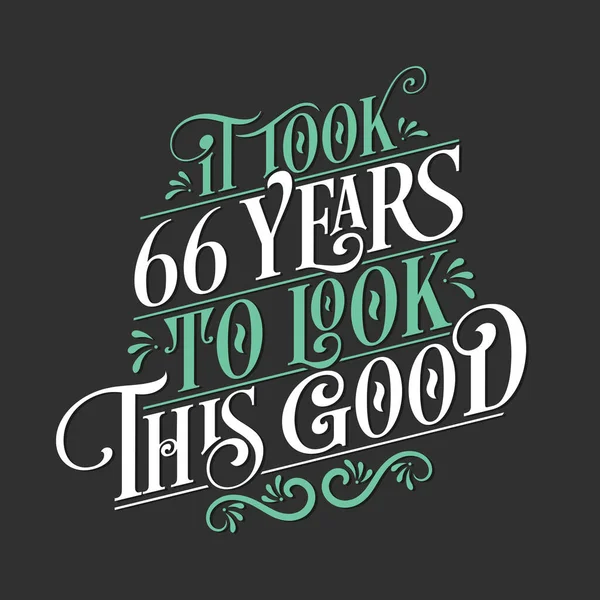 人们花了66年的时间 用漂亮的字体字体设计了这个漂亮的生日和66周年庆祝活动 — 图库矢量图片
