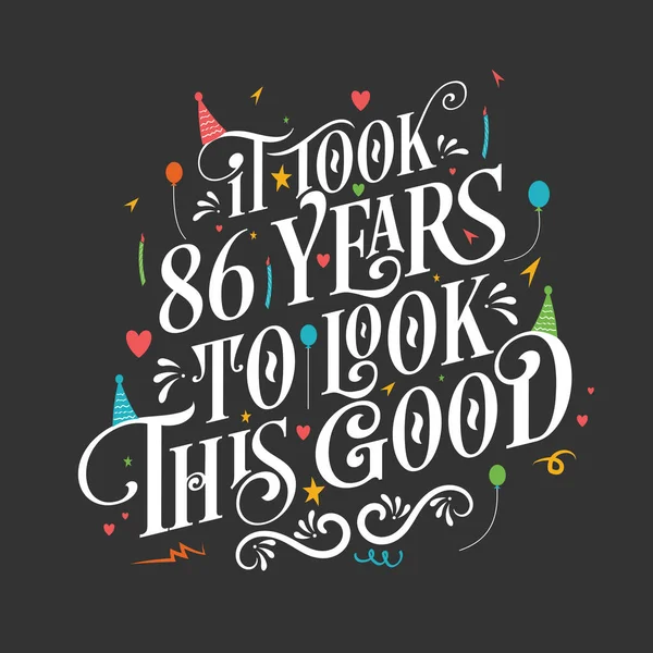 花了86年的时间 用漂亮的书法字体设计了这个漂亮的生日和86周年庆祝会 — 图库矢量图片
